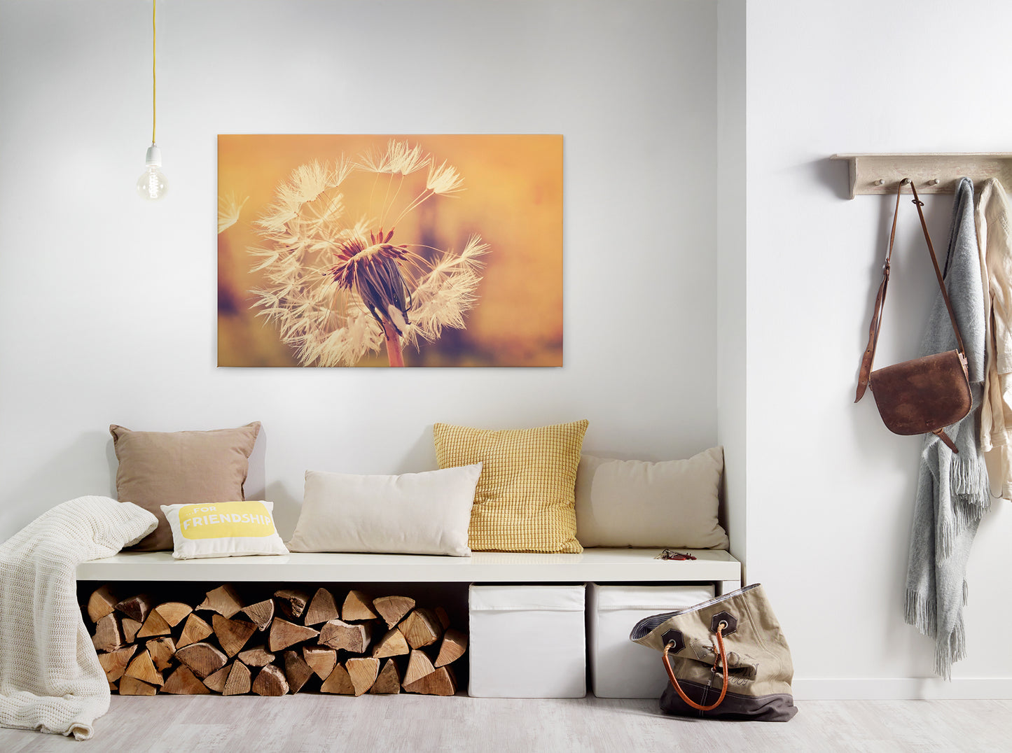 Löwenzahn Leinwandbild 90x60 DD120286 Keilrahmen Wandbild Orange Gelb Leinwand