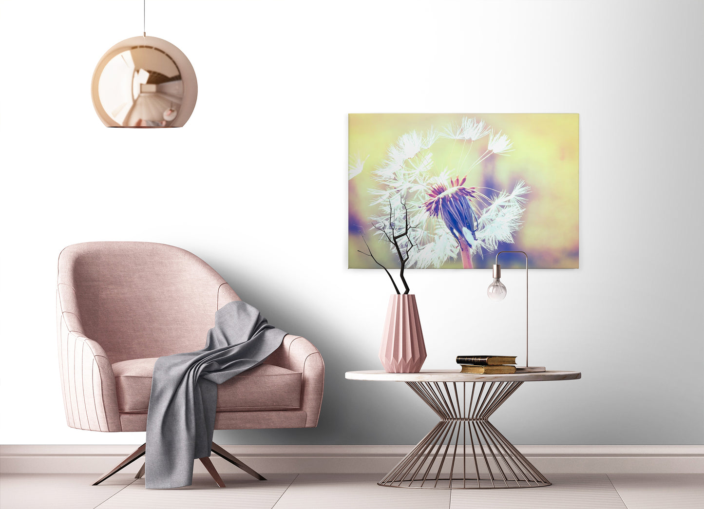 Löwenzahn Leinwandbild Weiß 90x60 DD120287 Wandbild Natur Gelb Keilrahmen