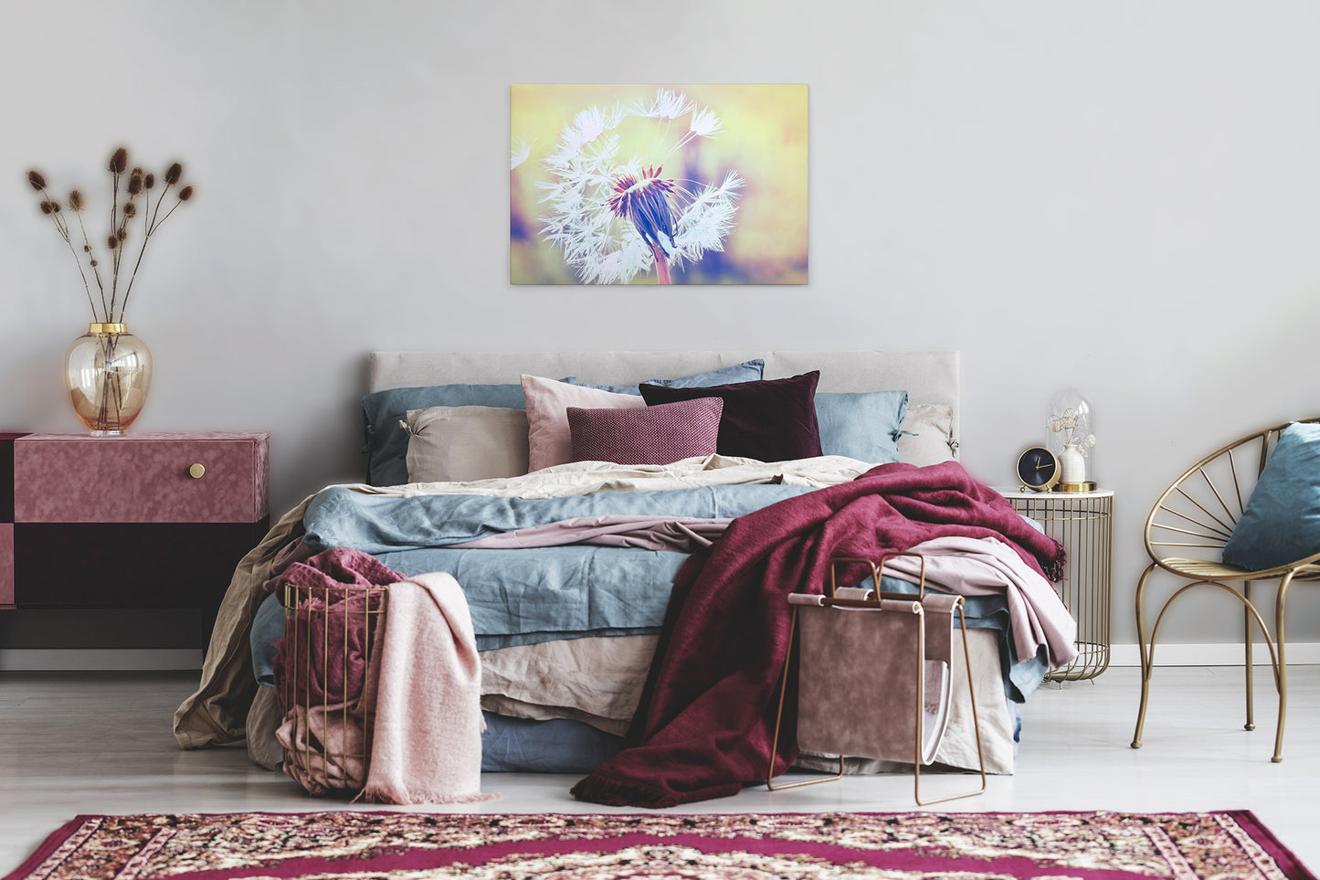 Löwenzahn Leinwandbild Weiß 90x60 DD120287 Wandbild Natur Gelb Keilrahmen