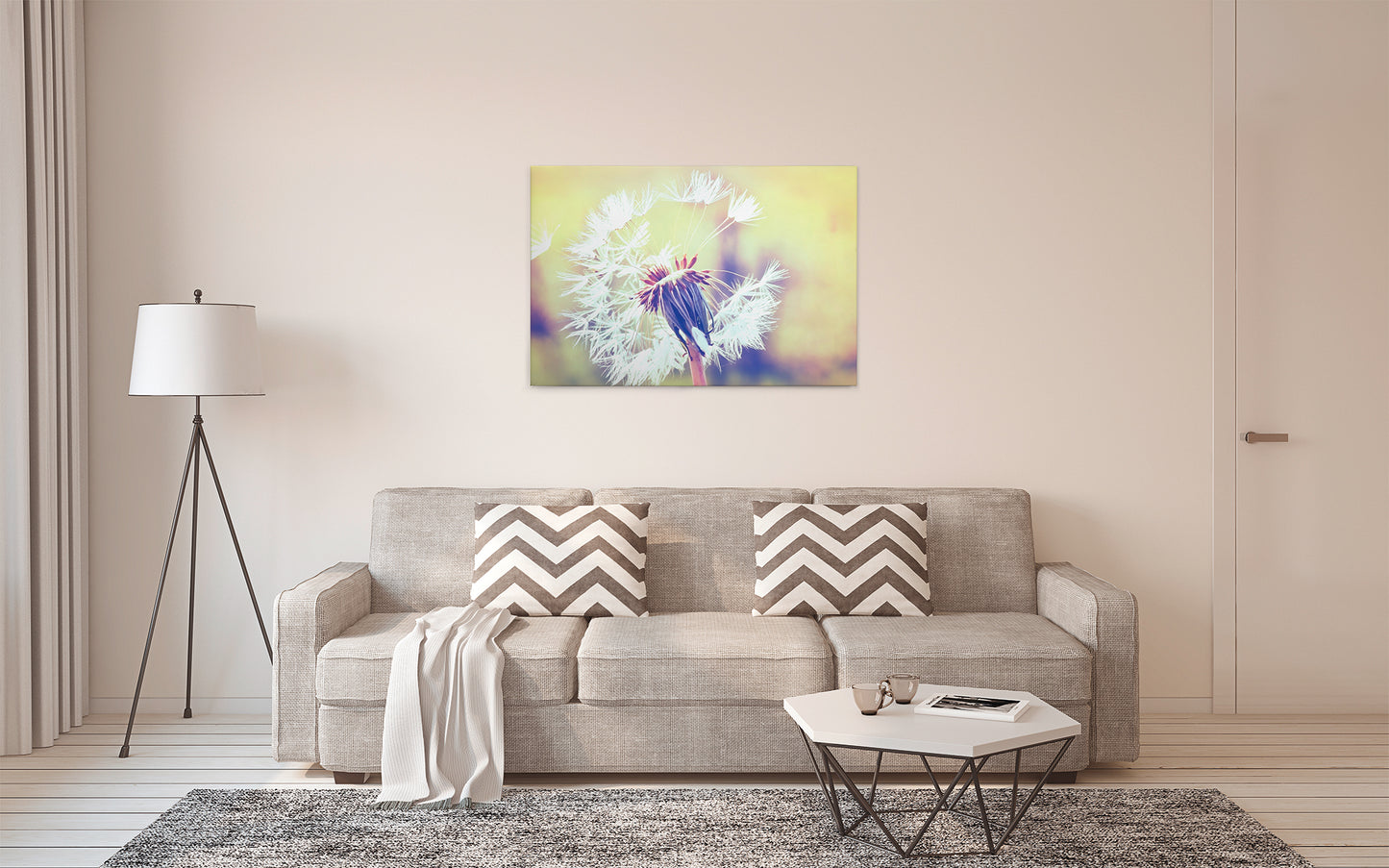 Löwenzahn Leinwandbild Weiß 90x60 DD120287 Wandbild Natur Gelb Keilrahmen