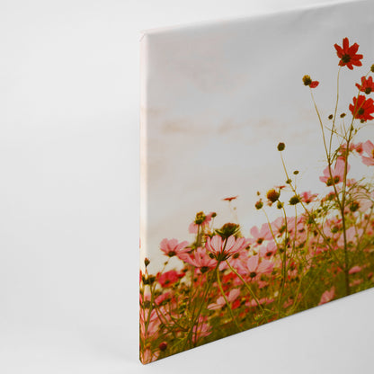 Blumenwiese Leinwandbild Rot Grün 90x60 DD120288 Wandbild Leinwand Natur Floral