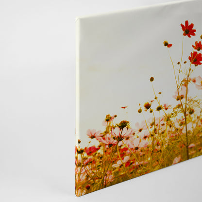 Blumenwiese Leinwandbild 90x60 DD120289 Keilrahmen Wandbild Rot Grün Floral