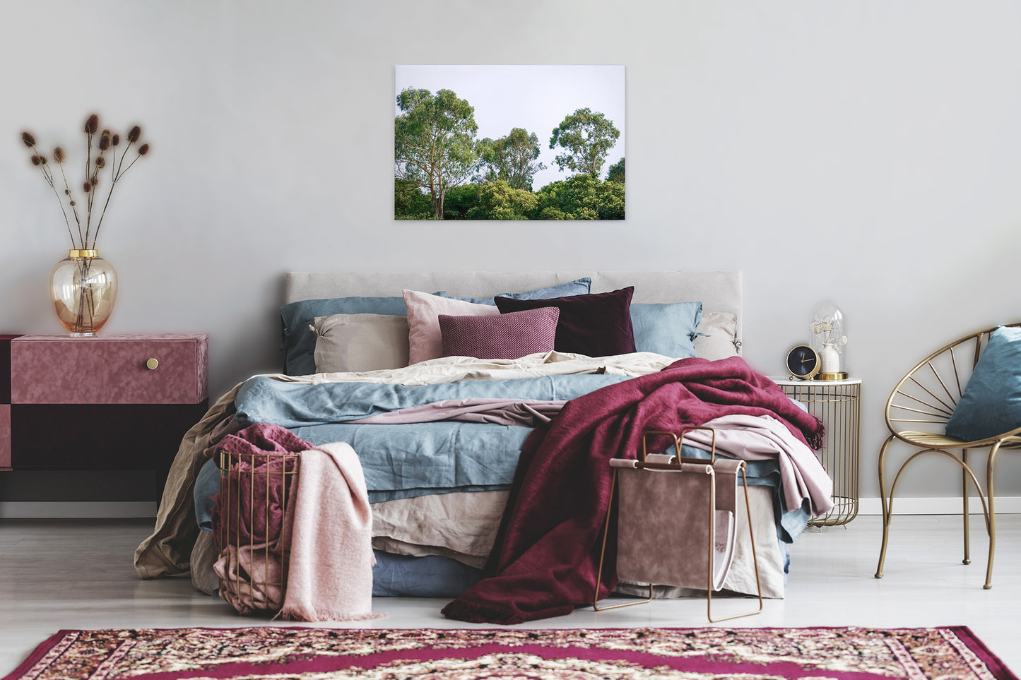 Baumwipfel Leinwandbild Grün Weiß 90x60 DD120290 Keilrahmen Wandbild Leinwand