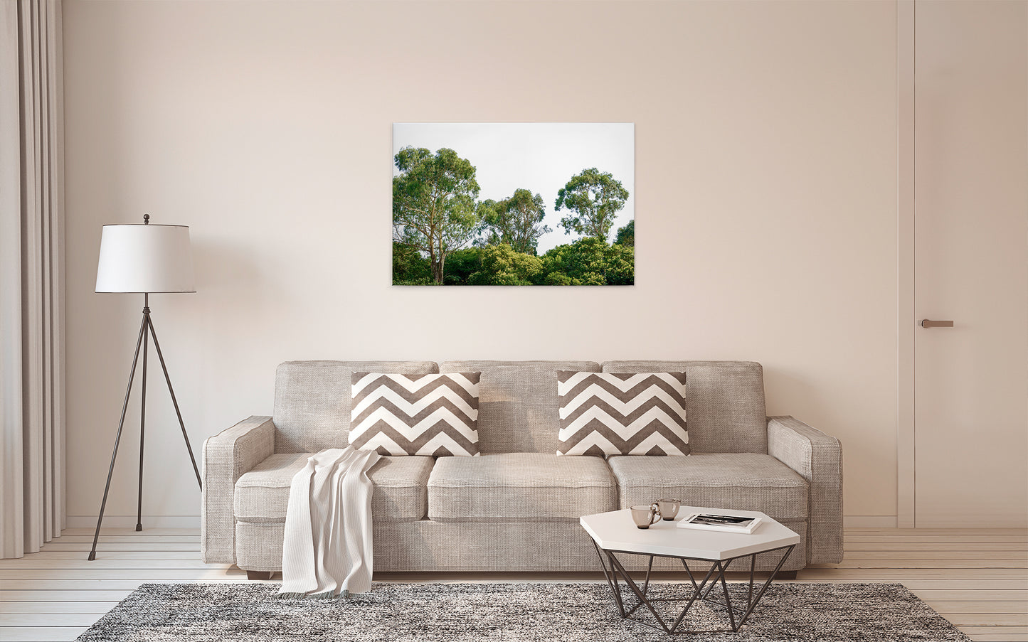 Baumwipfel Leinwandbild Grün Weiß 90x60 DD120290 Keilrahmen Wandbild Leinwand