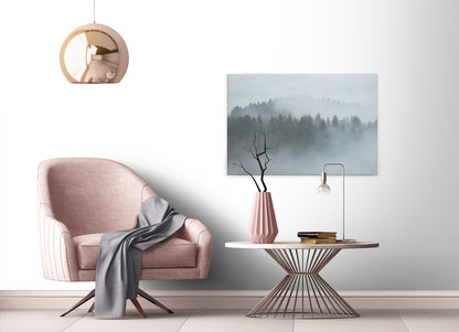 Wald im Nebel Leinwandbild Grau Weiß 90x60 DD120292 Keilrahmenbild Wandbild