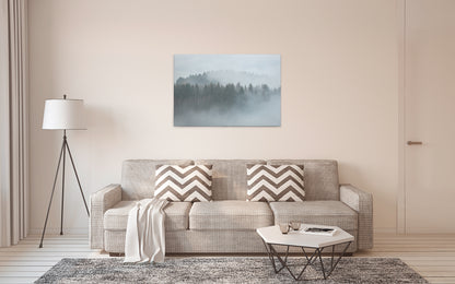 Wald im Nebel Leinwandbild Grau Weiß 90x60 DD120292 Keilrahmenbild Wandbild