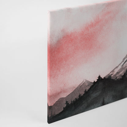 Berge Leinwandbild Rot Weiß 90x60 DD120294 Keilrahmenbild Malerei Wandbild