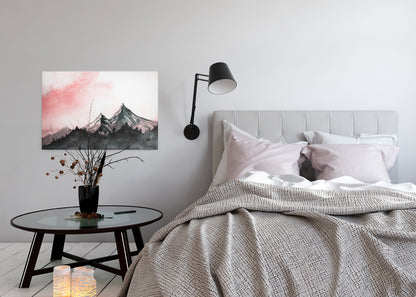 Berge Leinwandbild Rot Weiß 90x60 DD120294 Keilrahmenbild Malerei Wandbild