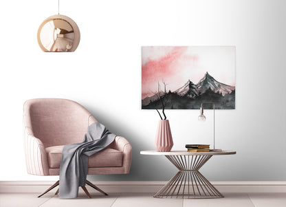 Berge Leinwandbild Rot Weiß 90x60 DD120294 Keilrahmenbild Malerei Wandbild