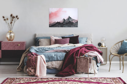 Berge Leinwandbild Rot Weiß 90x60 DD120294 Keilrahmenbild Malerei Wandbild