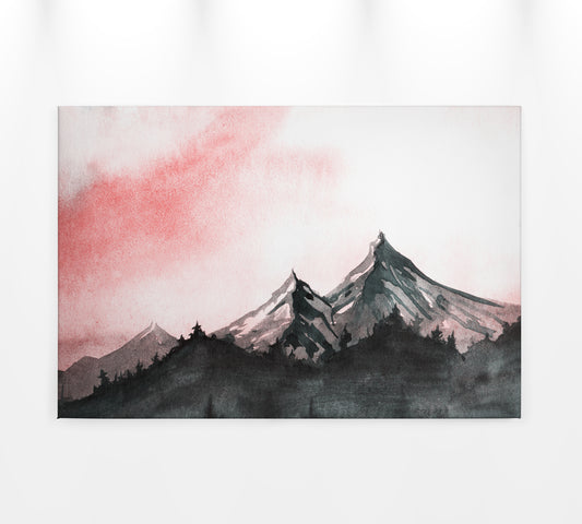 Berge Leinwandbild Rot Weiß 90x60 DD120294 Keilrahmenbild Malerei Wandbild