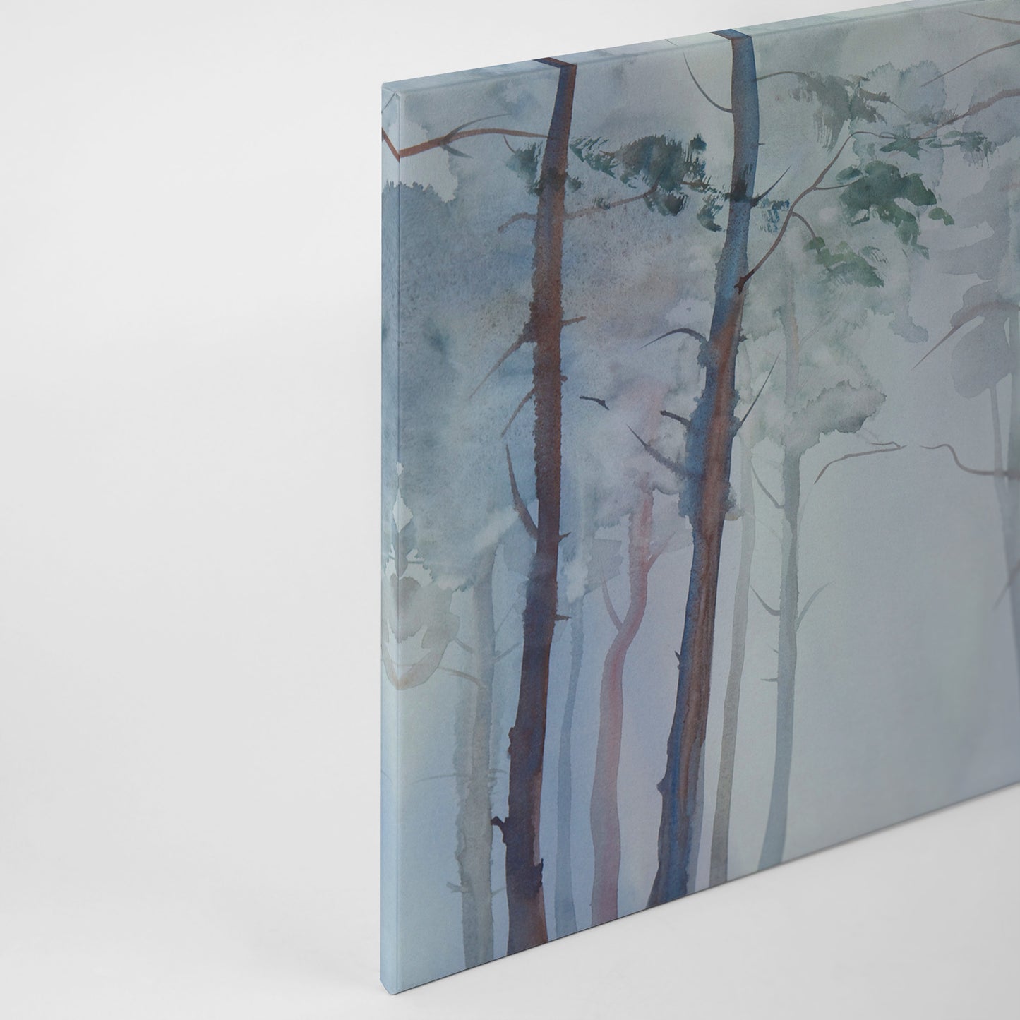 Wald Leinwandbild Blau Grün 90x60 DD120295 Keilrahmenbild Wandbild Leinwand