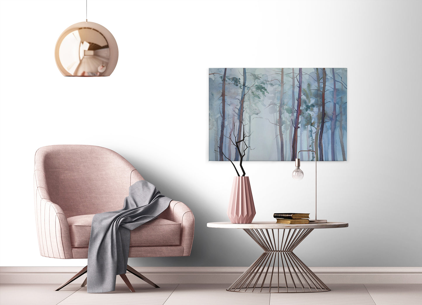 Wald Leinwandbild Blau Grün 90x60 DD120295 Keilrahmenbild Wandbild Leinwand