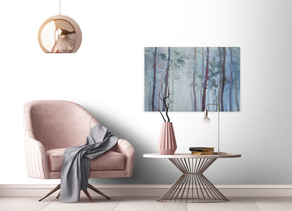Wald Leinwandbild Blau Grün 90x60 DD120295 Keilrahmenbild Wandbild Leinwand