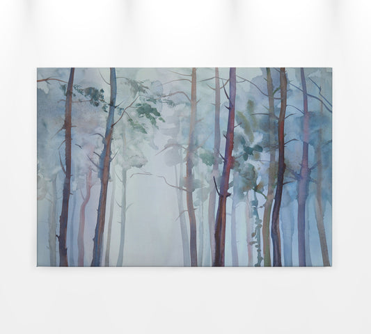 Wald Leinwandbild Blau Grün 90x60 DD120295 Keilrahmenbild Wandbild Leinwand