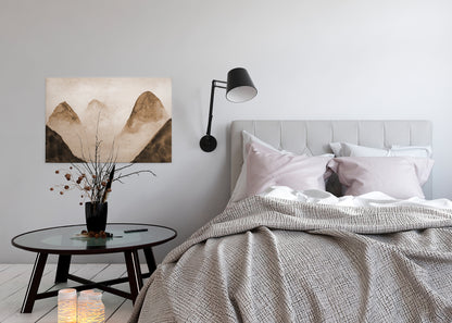 Leinwandbild Nebel Berge Beige Braun 90x60 DD120297 Keilrahmenbild Wandbild