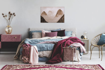 Leinwandbild Nebel Berge Beige Braun 90x60 DD120297 Keilrahmenbild Wandbild