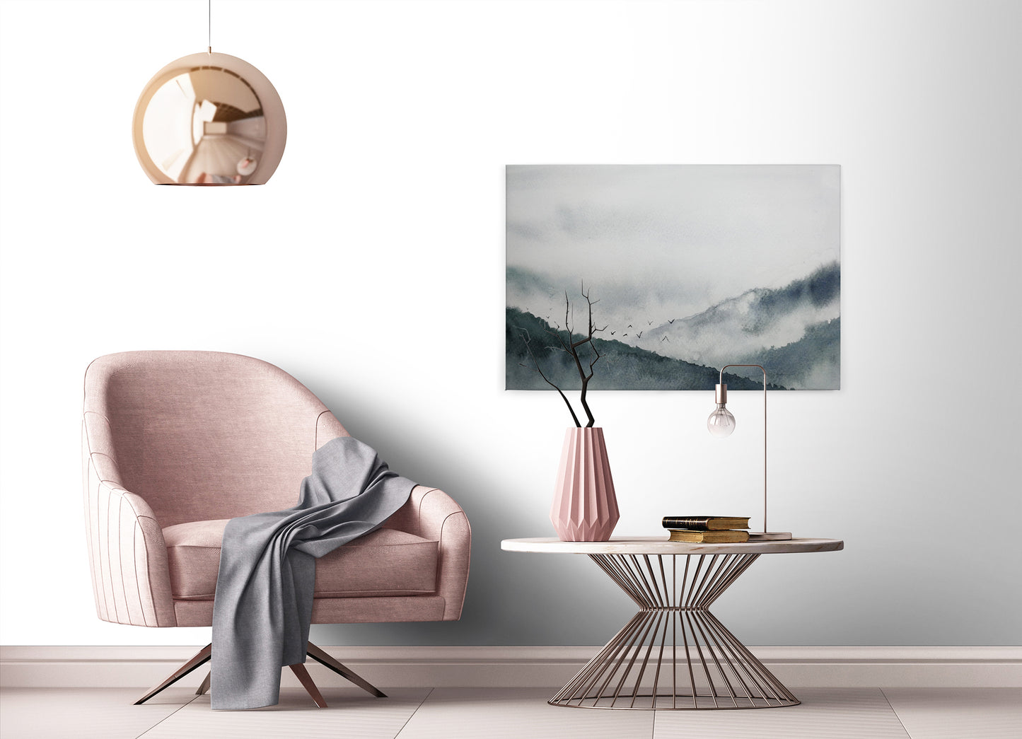 Leinwandbild Landschaft im Nebel Blau Grau 90x60 DD120298 Keilrahmen Wandbild