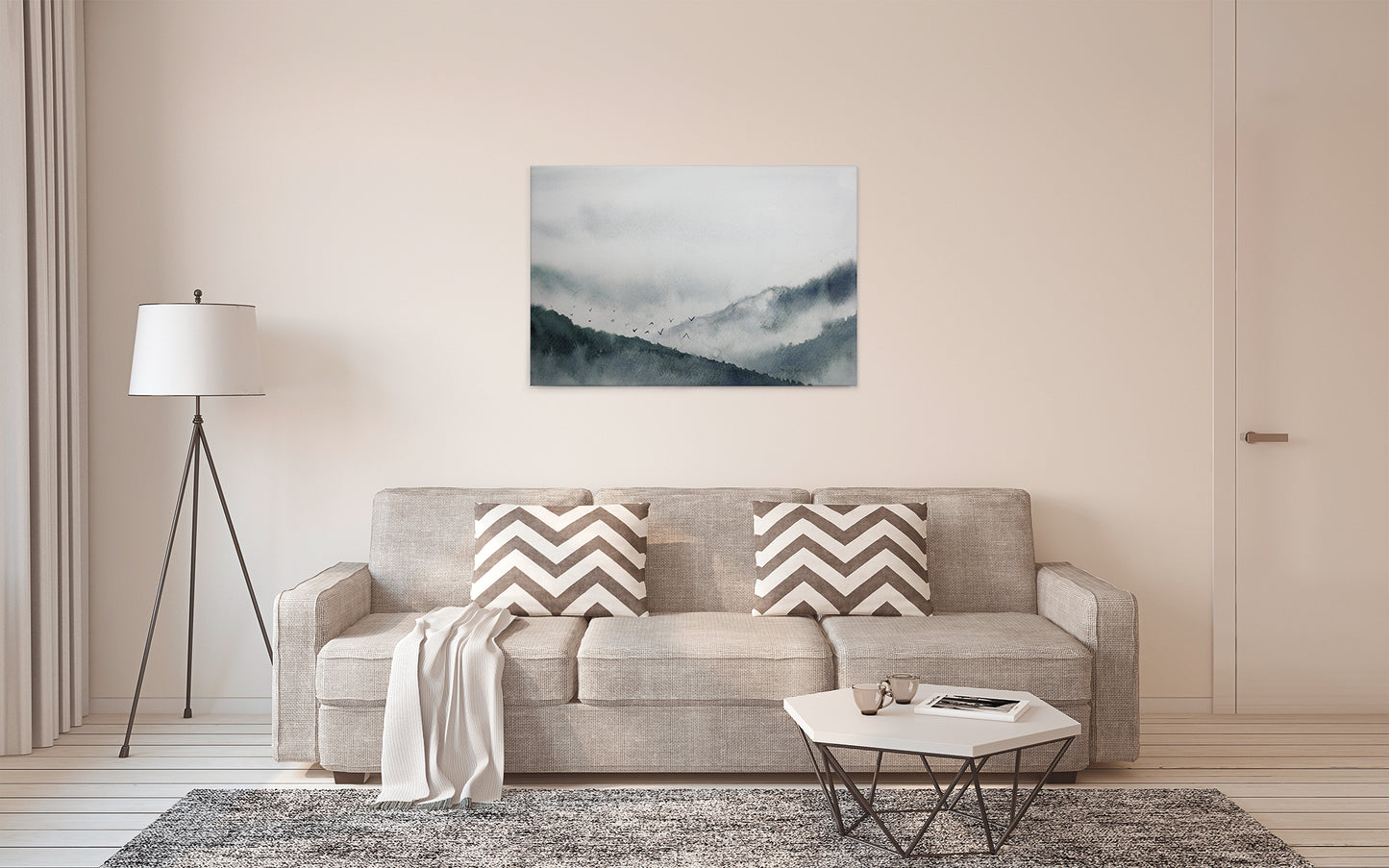 Leinwandbild Landschaft im Nebel Blau Grau 90x60 DD120298 Keilrahmen Wandbild