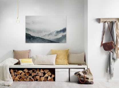 Leinwandbild Landschaft im Nebel Blau Grau 90x60 DD120298 Keilrahmen Wandbild