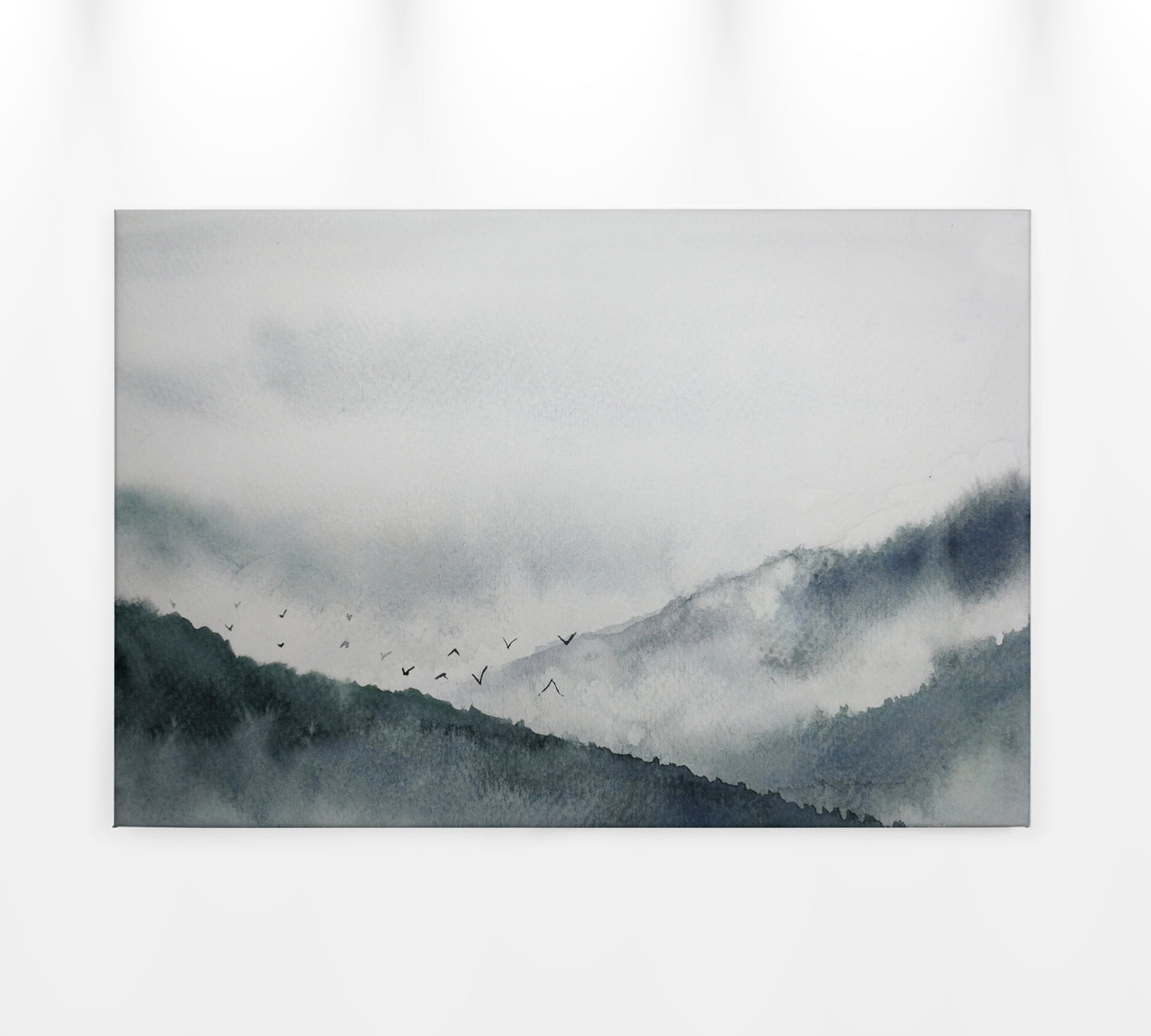 Leinwandbild Landschaft im Nebel Blau Grau 90x60 DD120298 Keilrahmen Wandbild