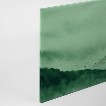 Leinwandbild Landschaft im Nebel Grün 90x60 DD120299 Keilrahmenbild Wandbild