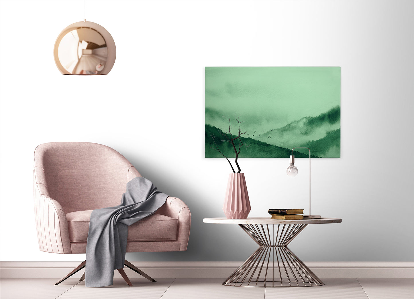 Leinwandbild Landschaft im Nebel Grün 90x60 DD120299 Keilrahmenbild Wandbild