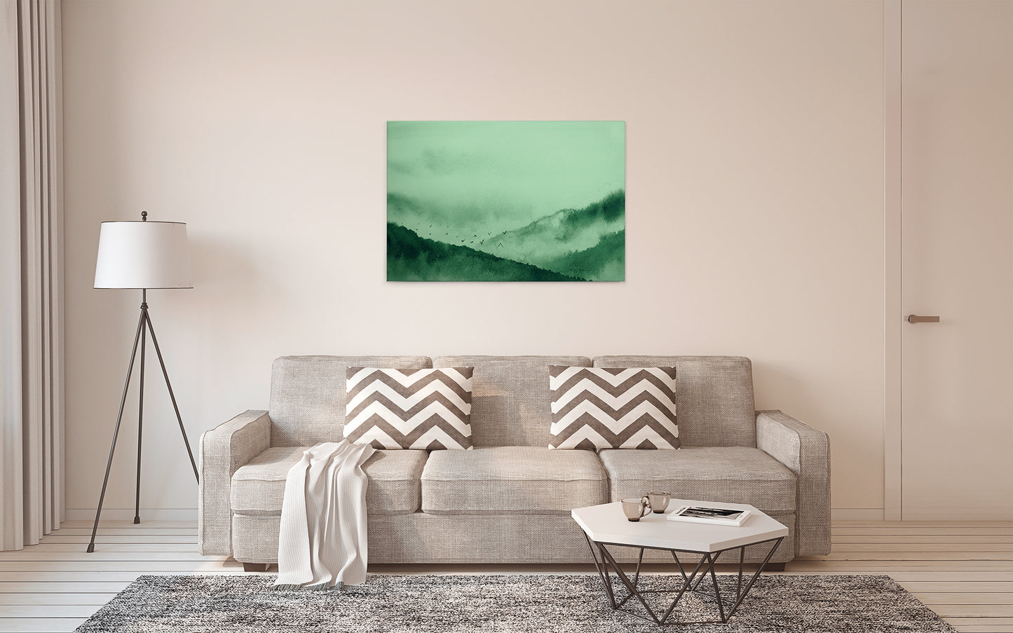Leinwandbild Landschaft im Nebel Grün 90x60 DD120299 Keilrahmenbild Wandbild