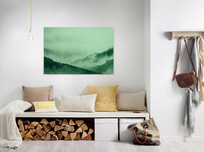 Leinwandbild Landschaft im Nebel Grün 90x60 DD120299 Keilrahmenbild Wandbild