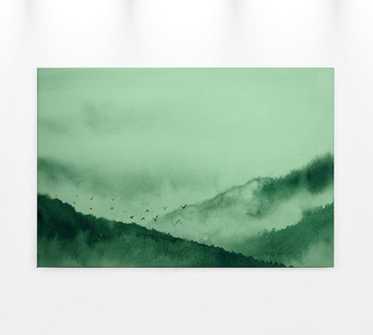 Leinwandbild Landschaft im Nebel Grün 90x60 DD120299 Keilrahmenbild Wandbild