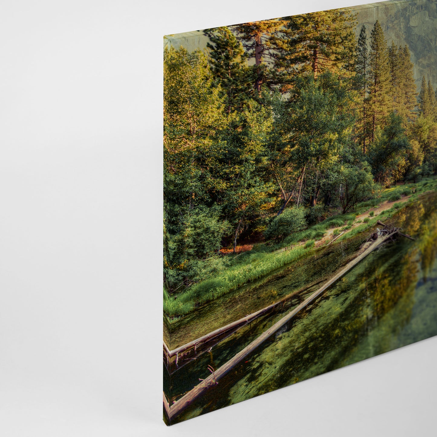 Leinwandbild Fluss Berge Grün Braun 90x60 DD120300 Keilrahmenbild Wandbild