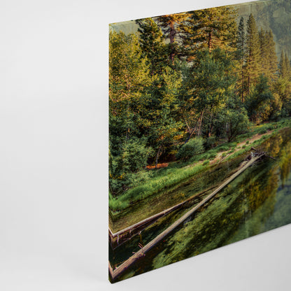 Leinwandbild Fluss Berge Grün Braun 90x60 DD120300 Keilrahmenbild Wandbild