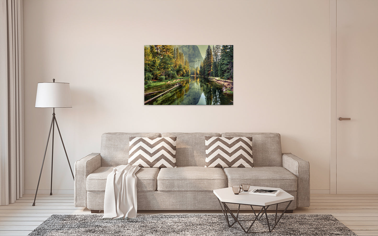 Leinwandbild Fluss Berge Grün Braun 90x60 DD120300 Keilrahmenbild Wandbild