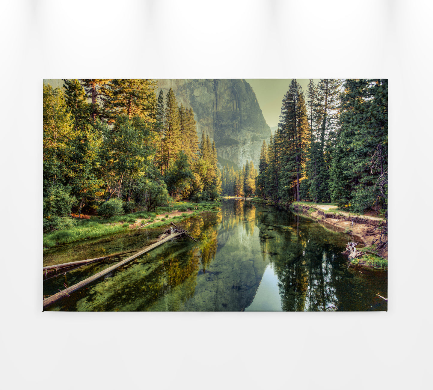 Leinwandbild Fluss Berge Grün Braun 90x60 DD120300 Keilrahmenbild Wandbild