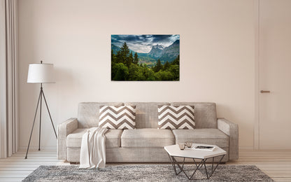 Leinwandbild Berge Wald Landschaft Grün Grau 90x60 DD120301 Keilrahmen Wandbild