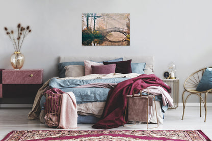 Leinwandbild Brücke Park Beige Braun 90x60 DD120302 Keilrahmen Wandbild Leinwand