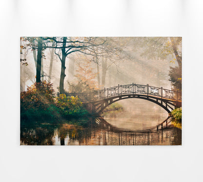 Leinwandbild Brücke Park Beige Braun 90x60 DD120302 Keilrahmen Wandbild Leinwand