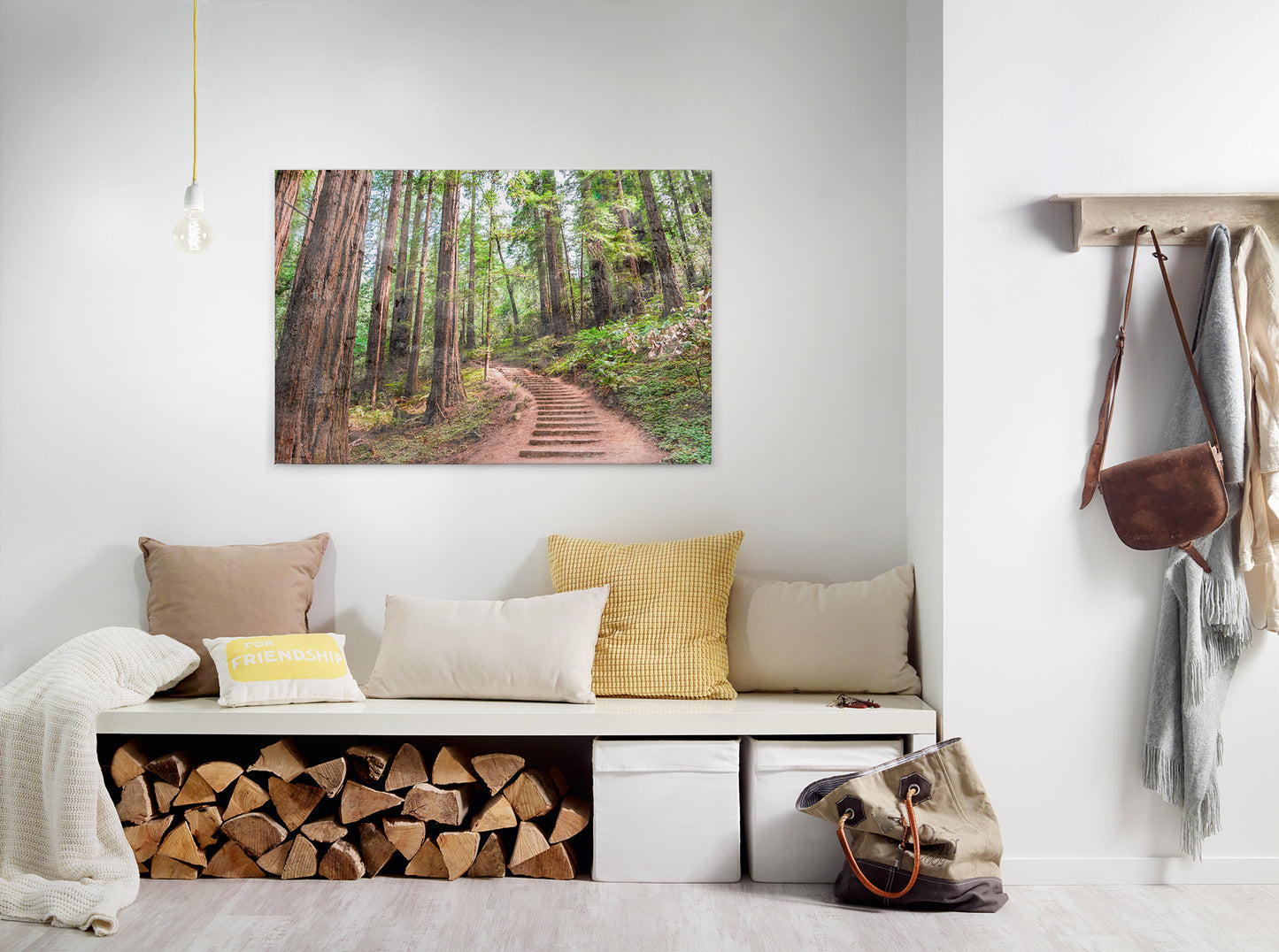 Leinwandbild Wald Pfad Grün Braun 90x60 DD120304 Keilrahmen Wandbild Leinwand