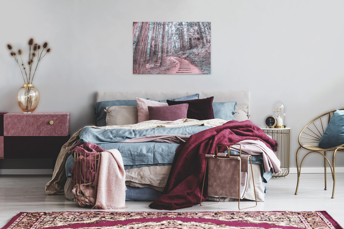 Leinwandbild Pfad Wald Braun Grün 90x60 DD120305 Keilrahmen Wandbild Leinwand