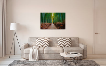 Leinwandbild Bambus Pfad Grün Braun 90x60 DD120306 Keilrahmenbild Natur Wandbild