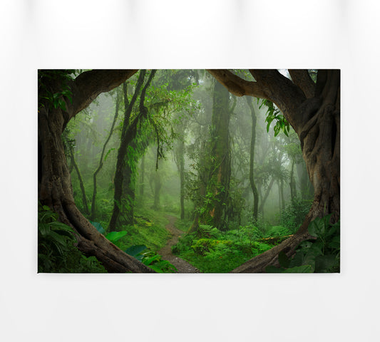Leinwandbild Dschungel Grün Braun 90x60 DD120307 Keilrahmen Wandbild Leinwand