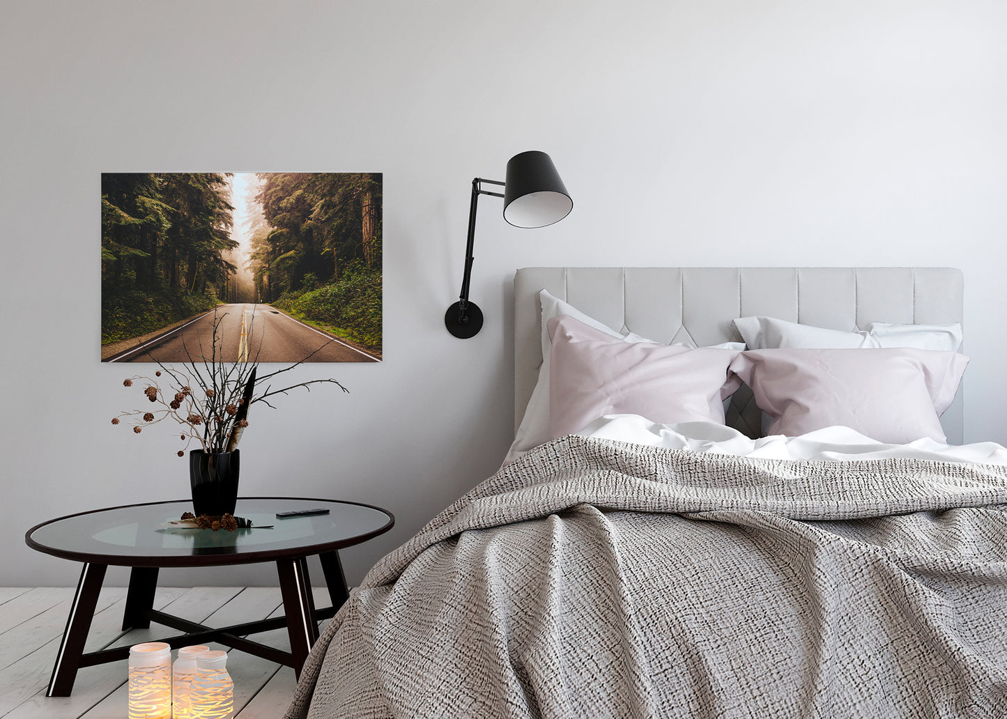 Leinwandbild Straße Wald Grün braun 90x60 DD120309 Keilrahmen Wandbild Leinwand