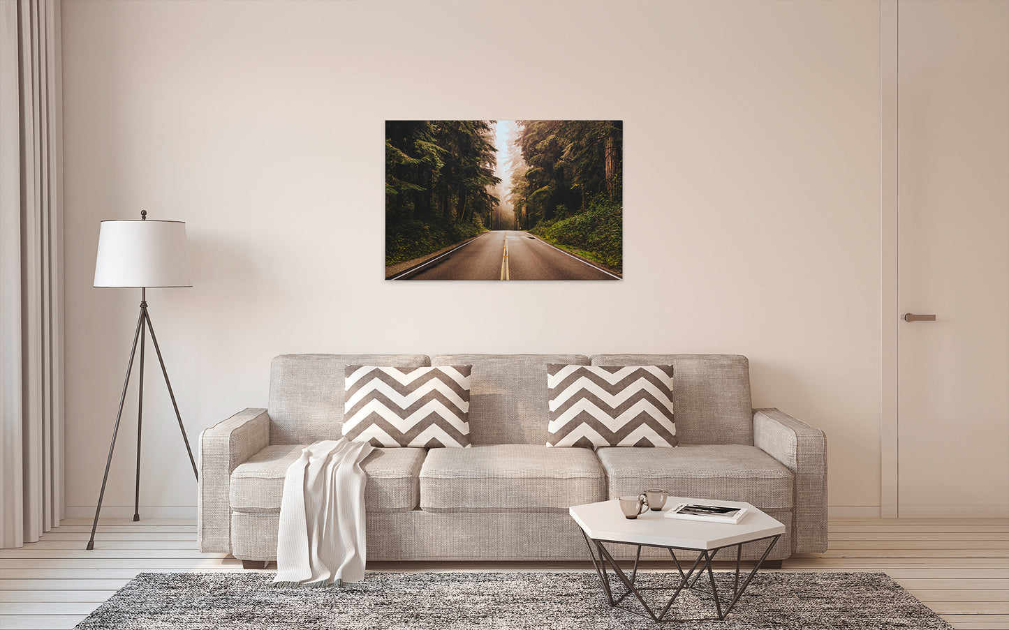 Leinwandbild Straße Wald Grün braun 90x60 DD120309 Keilrahmen Wandbild Leinwand