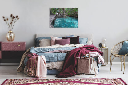 Leinwandbild Dschungel Blau Grau Grün 90x60 DD120311 Keilrahmenbild Wandbild