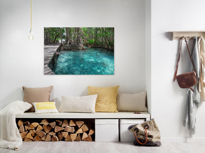 Leinwandbild Dschungel Blau Grau Grün 90x60 DD120311 Keilrahmenbild Wandbild