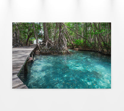 Leinwandbild Dschungel Blau Grau Grün 90x60 DD120311 Keilrahmenbild Wandbild