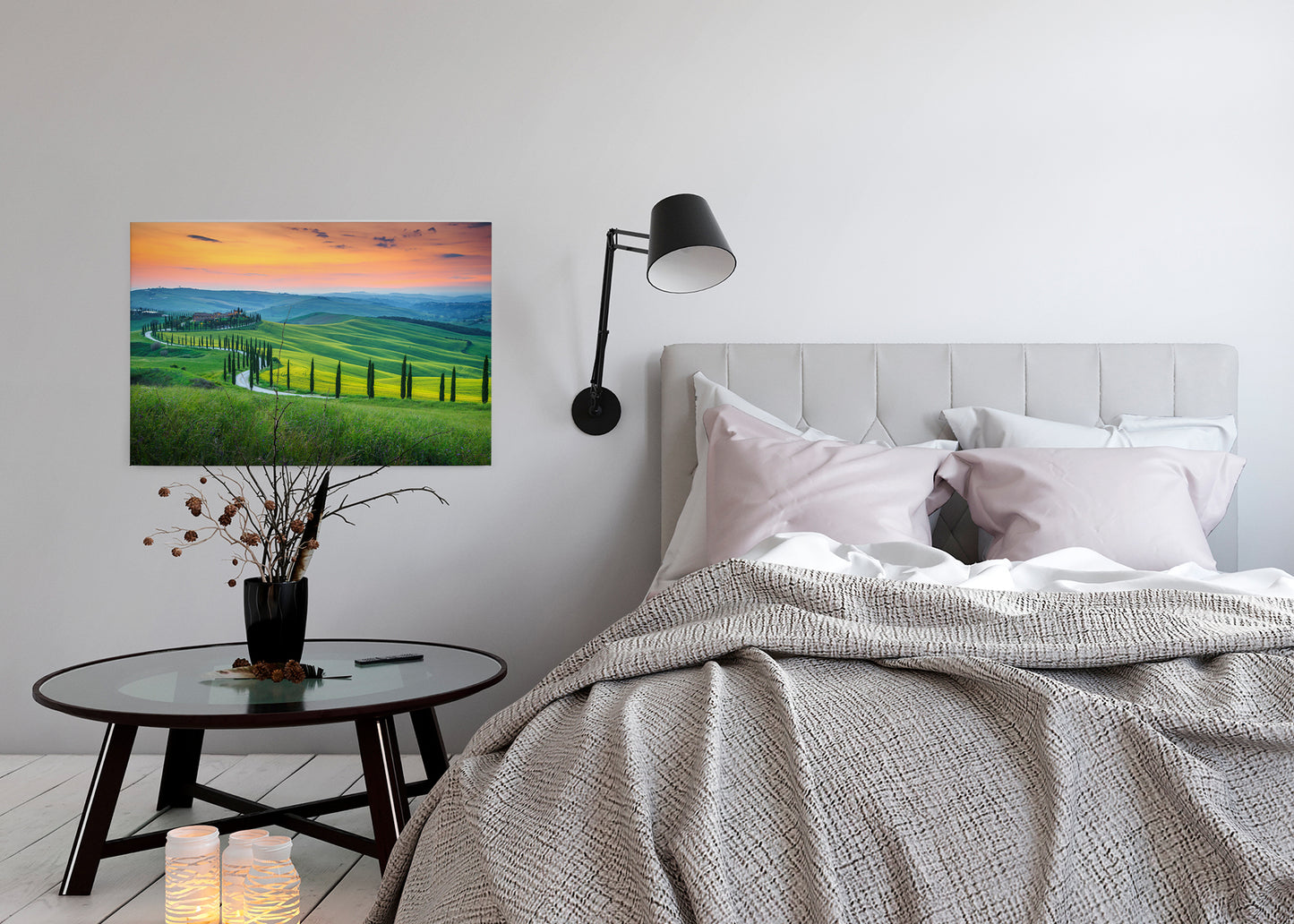 Leinwandbild Landschaft Toskana Grün Orange 90x60 DD120312 Keilrahmen Wandbild