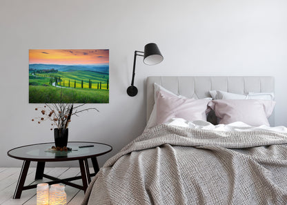 Leinwandbild Landschaft Toskana Grün Orange 90x60 DD120312 Keilrahmen Wandbild