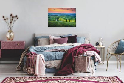 Leinwandbild Landschaft Toskana Grün Orange 90x60 DD120312 Keilrahmen Wandbild