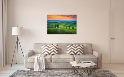 Leinwandbild Landschaft Toskana Grün Orange 90x60 DD120312 Keilrahmen Wandbild